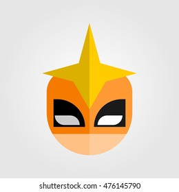 Mask of super hero face character in flat style design. Vector illustration