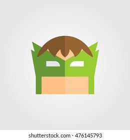 Mask of super hero face character in flat style design. Vector illustration
