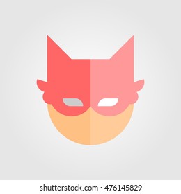 Mask of super hero face character in flat style design. Vector illustration