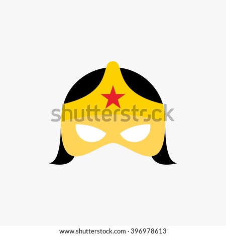 Mask of super hero face character in flat design template. Vector illustration