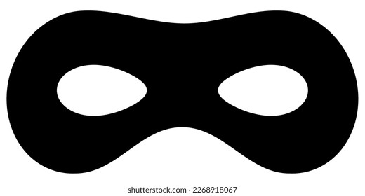 Mask superhero carnival or opera actor vector icon. Black masquerade costume with eye mask silhouette hidden burgar face. Simple design incognito theatre secret party masque clip art illustration.