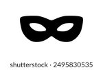 Mask superhero or villain, isolated black icon. Face or eye mask, template. Simple robber. Silhouette costume hero. Vector