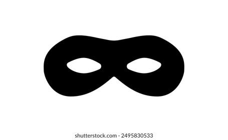 Mask superhero or villain, isolated black icon. Face or eye mask, template. Simple robber. Silhouette costume hero. Vector