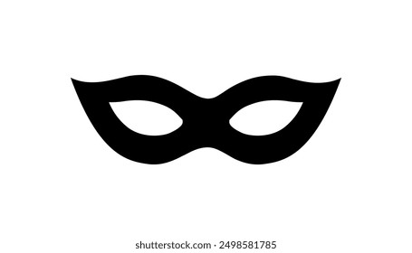 Mask superhero or villain, isolated black icon. Face or eye mask, template. Simple robber. Silhouette costume hero. Vector