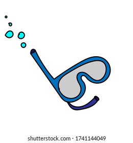 Mask for swimming, cartoon icon on a white isolated background.