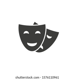 mask theater icon in flat, isolate on white background, vector