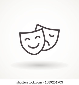 mask theater icon in flat, isolate on white background, vector