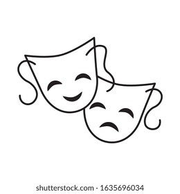 mask theater icon outline isolated over white background. vector illustration