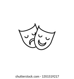 mask, theater icon. Simple thin line, outline vector of movie, cinema, film, screen, flicks icons for UI and UX, website or mobile application