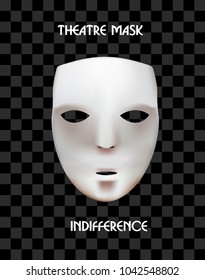 Mask of the theater on a checkered background. The indifferent mask. Calm down.