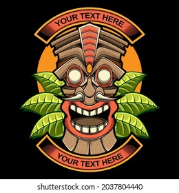 Maske tiki statue logo, Vektorgrafik EPS10