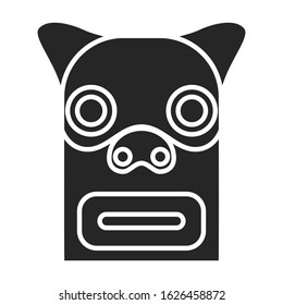 Mask of totem vector icon.Black vector icon isolated on white background mask of totem .