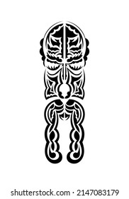 Mask in traditional tribal style. Ready tattoo template. Flat style. Vetcor.