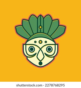 máscara cultura de la tribu tradicional rural interior mascota étnica caricatura colorido diseño de logo moderno vector