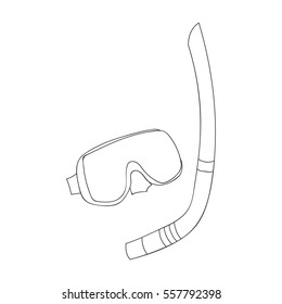Mask and tube for diving icon in outline style isolated on white background. Family holiday symbol stock vector illustration.