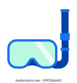 Mask with underwater snorkel. Vector flat icon