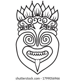 ilustración de diseño gráfico vectorial de máscara, icono, dibujo de tatuajes de arte, logotipo, uso en impresión, dibujo a mano