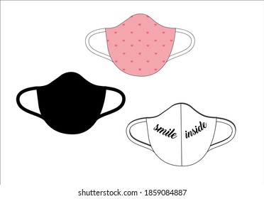 mask vector hand drawn 3 set
