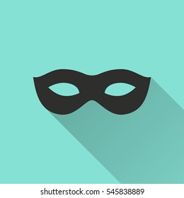 Mask vector icon. Black illustration isolated on green background for graphic and web design.