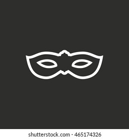 Mask vector icon. White illustration isolated on black background for graphic and web design.