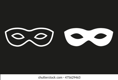 Mask vector icon. White illustration isolated on black background for graphic and web design.