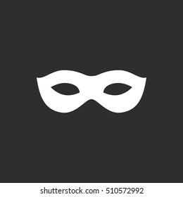 Mask vector icon. White illustration isolated on black background for graphic and web design.