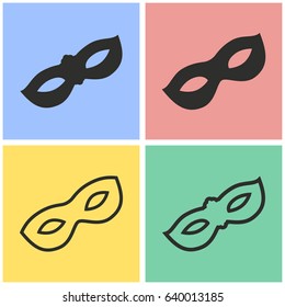 Mask vector icons set. Black illustration isolated for graphic and web design.