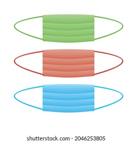 mask vector image. 3 masks with different colors red green blue. used for illustration of web page articles or others
