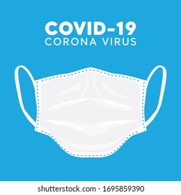 Mask vector isolated on blue background. Covid 19 Corona Virus