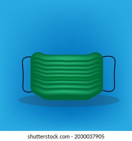 Maskenvektormodell in grüner Farbe, Hintergrundfarbe Blau