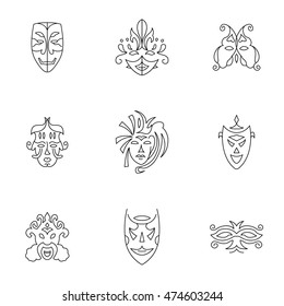 Mask vector set. Simple mask shape illustration, editable elements, can be used in logo design