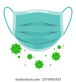 mask with virus droplets. vector illustration