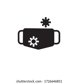 mask and virus icon glyph vector illustration, isolated on white background