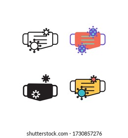 mask and virus icon vector with different style design. isolated on white background