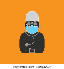 Mask wearing doctor icon vector eps 10