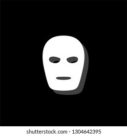 Mask. White flat simple icon with shadow