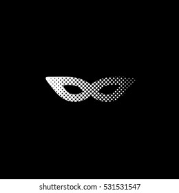 mask - white vector icon;  halftone illustration