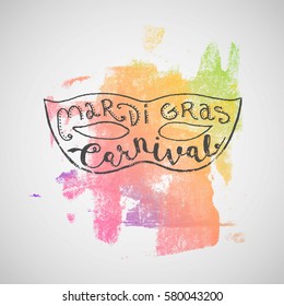 Mask with the words "Mardi Gras". Background Show.