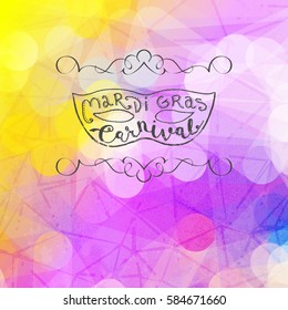Mask with the words "Mardi Gras". Background Show.