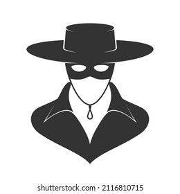 Mask Zorro graphic icon. Mask  unknown sign isolated on white background. Vector illustration
