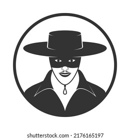 Mask Zorro graphic icon. Unknown person sign isolated on white background. Vector illustration