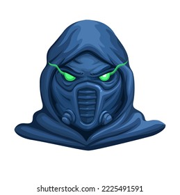 Masked assassin in hoodie mascot illustration vector