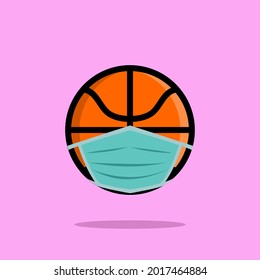 Ilustración vectorial de baloncesto enmascarada que recuerda a todo el mundo el covid 19, y este diseño es útil para tu artículo de diseño.
