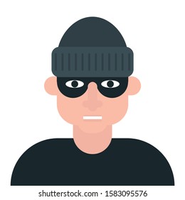 Masked criminal illustration. A thief on a white background