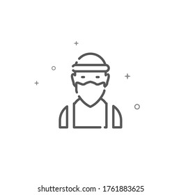 Icono de línea de vector simple y delictivo enmascarado. Símbolo criminal, pictograma, signo. Fondo claro. Trazo editable. Ajustar el peso de la línea.