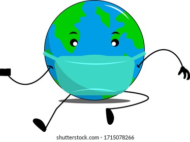 Masked earth graphic illustration concept