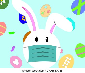 Masked easter bunny because of coronavirus