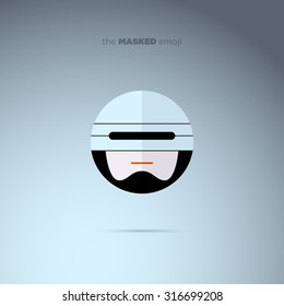 The Masked Emoji, emoticon flat style icon, super hero villain