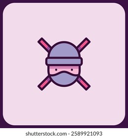 Masked Figure with Crossed Sticks Icon Graphic
