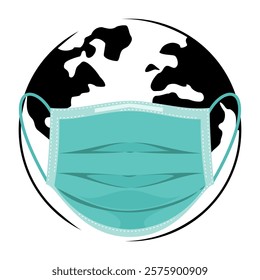 masked globe illustration.vector eps 10